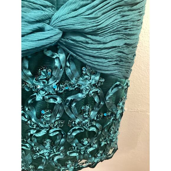 Sue Wong Emerald Green One Shoulder Sequins Mini Cocktail Formal Evening Dress 4 - Picture 7 of 7